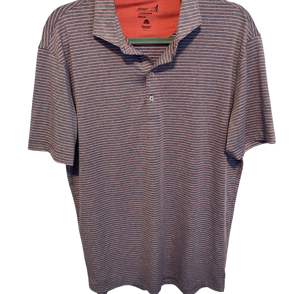 johnnie-O Men's Polo Shirt - Blue, Red and White Stripes size Medium